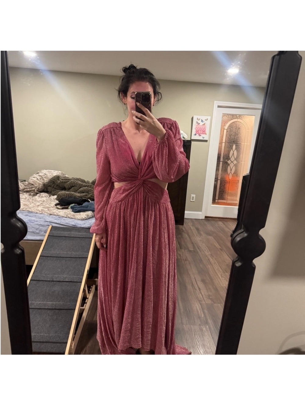 Ramy Brook Pink High-Low Twist-Front Maxi Dress